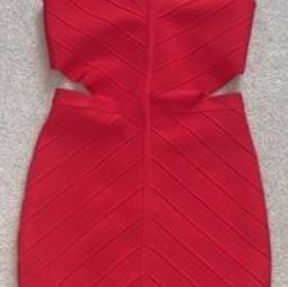 BNWT BEBE pinkish red cutout dress - Picture 8 of 10